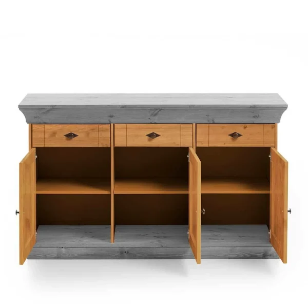 144x85x45 Landhaus Anrichte Mit Drei Schubladen – Eshelas I 4