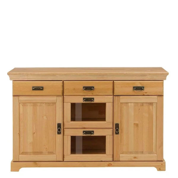 145x84x40 Kommode Aus Holz Mit Glas – Arendu 3
