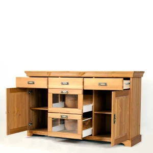 145x84x40 Kommode Aus Holz Mit Glas – Arendu 12