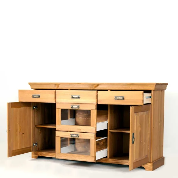 145x84x40 Kommode Aus Holz Mit Glas – Arendu 4