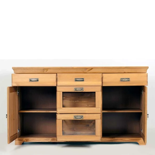 145x84x40 Kommode Aus Holz Mit Glas – Arendu 5