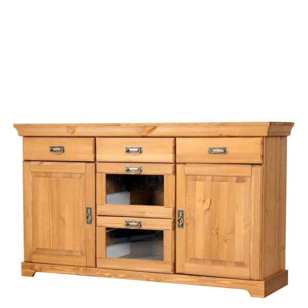 145x84x40 Kommode Aus Holz Mit Glas – Arendu 1