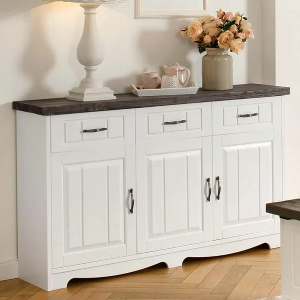 148x91x37 Sideboard In Weiß & Grau Aus Kiefer – Ayrinu 3