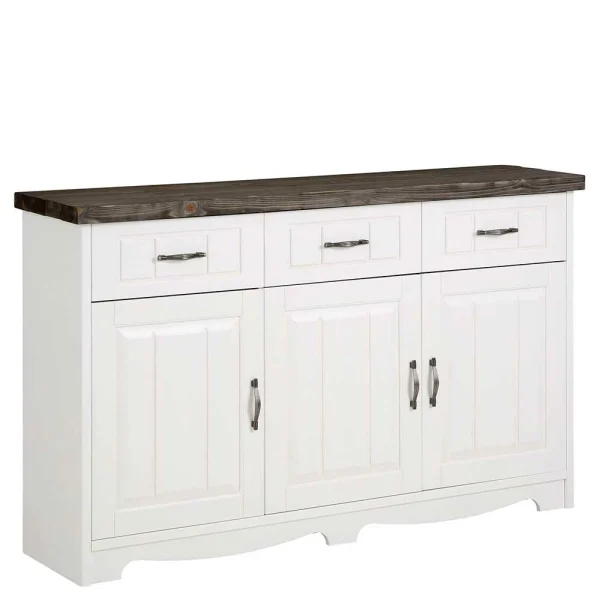 148x91x37 Sideboard In Weiß & Grau Aus Kiefer – Ayrinu 1