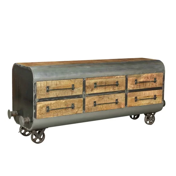 150x66x43 Design Kommode Im Zugwaggon Look – Bahiro 1