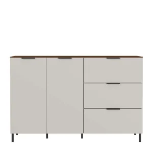 151x98x40 Kombi Kommode In Hellgrau & Nussbaum – Anlogian 12
