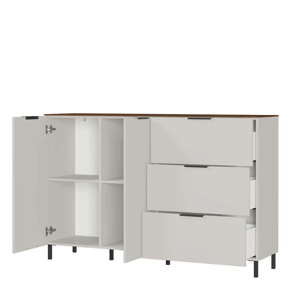 151x98x40 Kombi Kommode In Hellgrau & Nussbaum – Anlogian 6