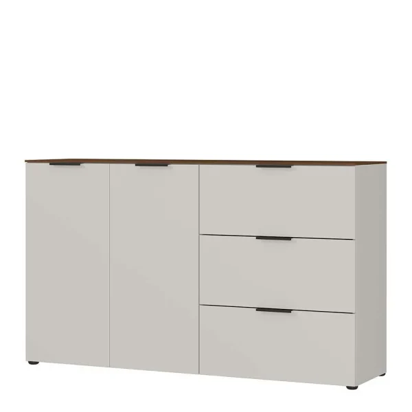 151x98x40 Kombi Kommode In Hellgrau & Nussbaum – Anlogian 1