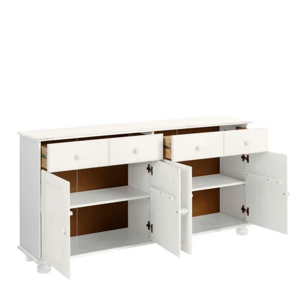 156x77x34 Kiefer Sideboard In Weiß Lasiert – Oncerta 6