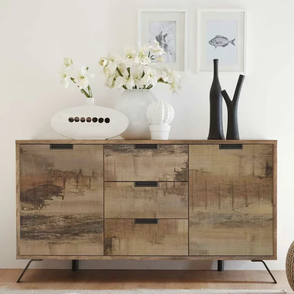 156x85x50 Kombi Kommode In Vintage Holz Optik – Shinoria 3