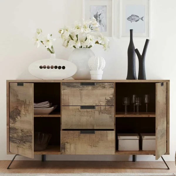 156x85x50 Kombi Kommode In Vintage Holz Optik – Shinoria 4