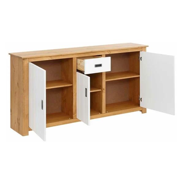 158x80x35 Holz Sideboard In Weiß & Natur – Endriesca 5