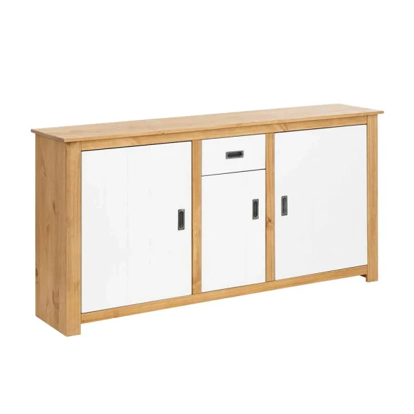 158x80x35 Holz Sideboard In Weiß & Natur – Endriesca 1