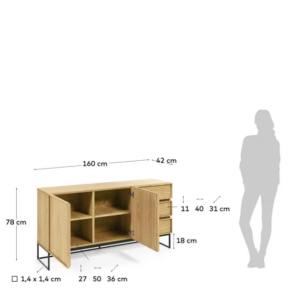 160x78x42 Skandi Sideboard Mit Bügelgestell – Moda 7