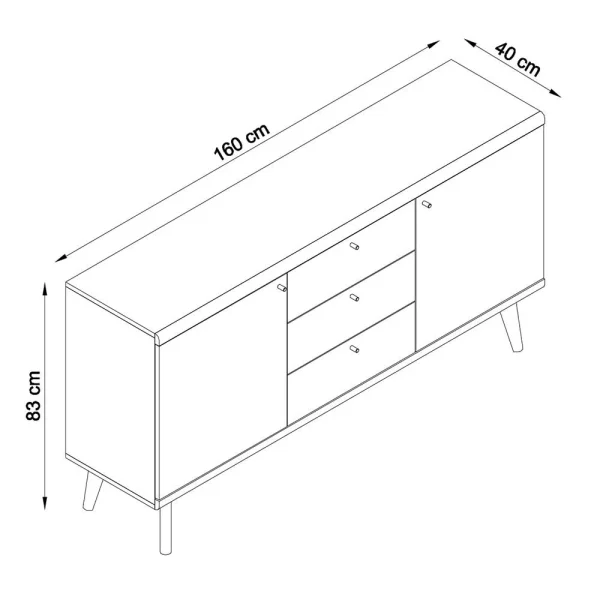160x83x40 Scandi Anrichte Zweifarbig – Cablos 6