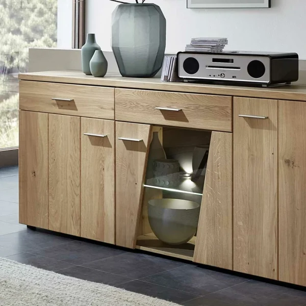 160x84x43 Wildeiche Sideboard Mit Glas Einsatz – Latesma 4