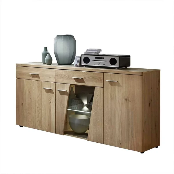 160x84x43 Wildeiche Sideboard Mit Glas Einsatz – Latesma 1