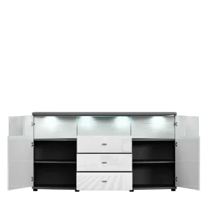 160x87x42 Hochglanz Sideboard Mit Glaseinsatz – Secrema 14