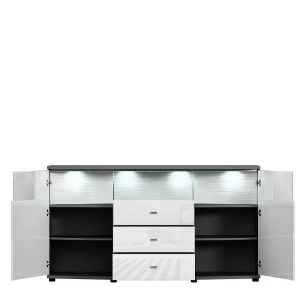 160x87x42 Hochglanz Sideboard Mit Glaseinsatz – Secrema 5