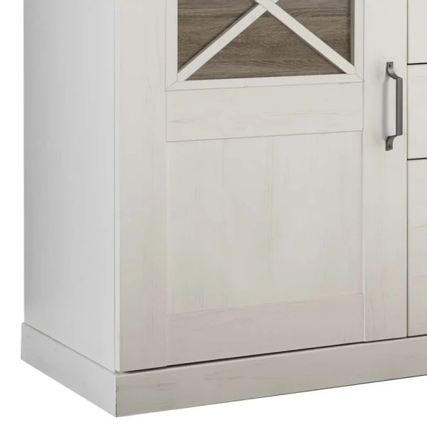 163x90x50 Landhaus Sideboard In Weiß & Pinie Dunkel – Chesnur 4