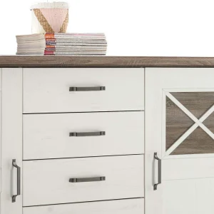 163x90x50 Landhaus Sideboard In Weiß & Pinie Dunkel – Chesnur 13