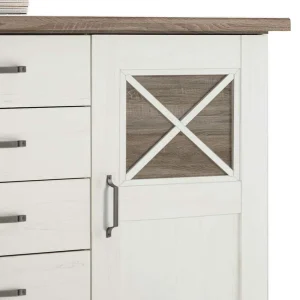 163x90x50 Landhaus Sideboard In Weiß & Pinie Dunkel – Chesnur 15