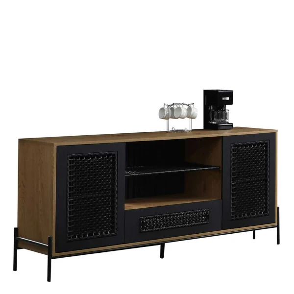 164x76x43 Design Sideboard Mit Kunstrattan Geflecht – Zavias 3