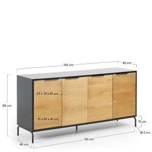 165cm Sideboard Aus Metall & Eiche Furnier – Dicunda 11
