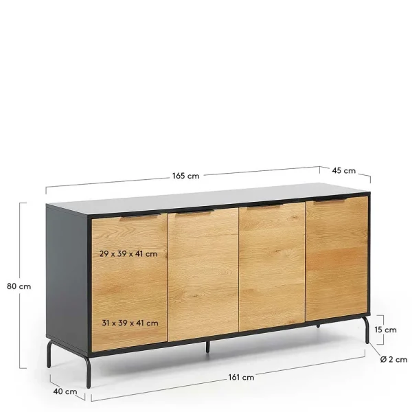165cm Sideboard Aus Metall & Eiche Furnier – Dicunda 4
