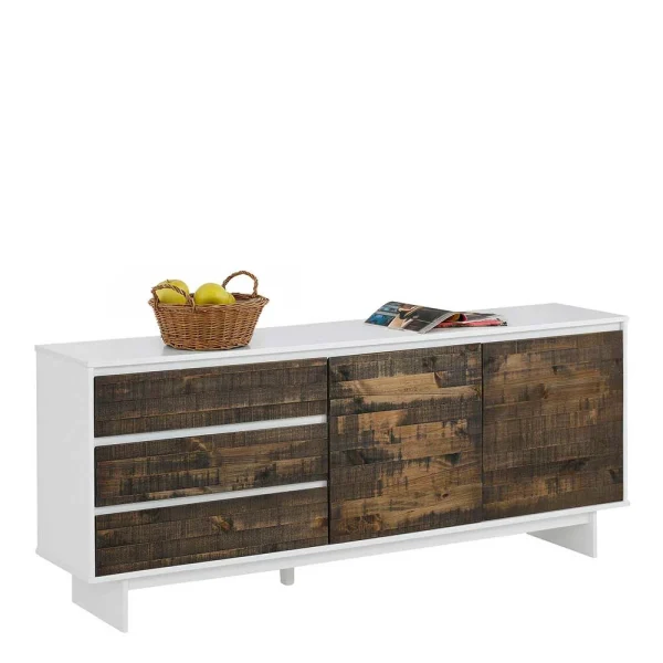 165x68x35 Sideboard In Weiß & Kiefer Dunkel – Chihu 3