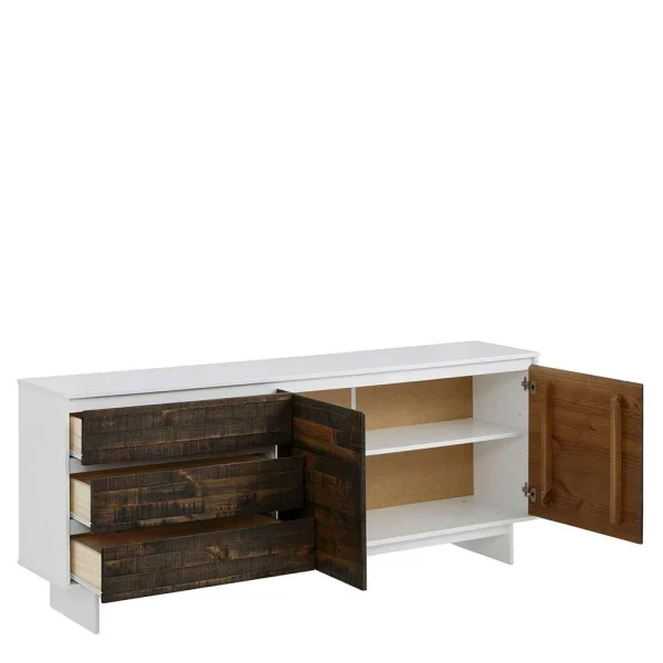 165x68x35 Sideboard In Weiß & Kiefer Dunkel – Chihu 5
