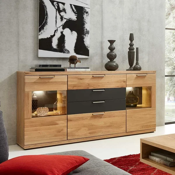165x94x42 Sideboard Mit Glas & LED – Jalzico 3