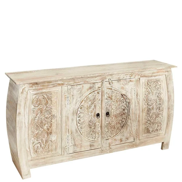 166x85x40 Cm Akazie Sideboard In White Wash – Omie 1