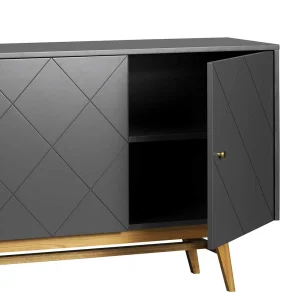 169x87x42 Türen Sideboard In Grau & Eiche – Vinosca 14