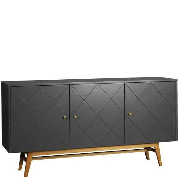 169x87x42 Türen Sideboard In Grau & Eiche – Vinosca 1