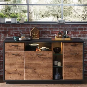 170x92x45 Sideboard In Eiche Dunkel & Grau – Maveira 10