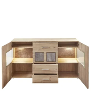 170x94x42 Sideboard Mit Glaseinsätzen & LED – Luruzada 12
