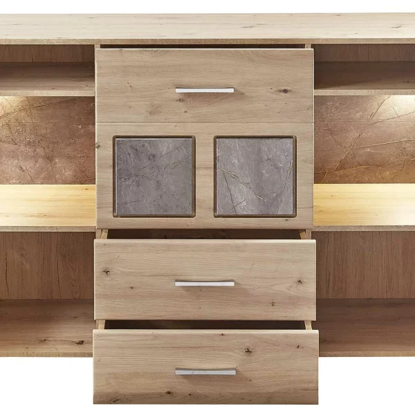 170x94x42 Sideboard Mit Glaseinsätzen & LED – Luruzada 7