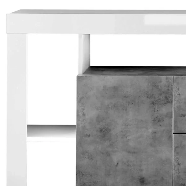 172x102x42 Wohnzimmer Schrank In Weiß HG & Beton NB – Harrisons I 6