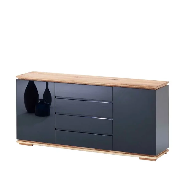 172x81x40 Hochglanz Kommode In Schwarz – Ercurs I 1