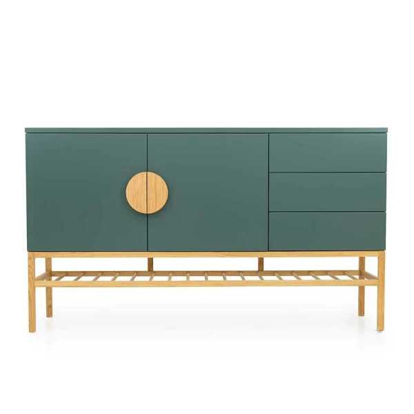 176x100x43 Sideboard In Dunkelgrün & Eiche – Icoleran 3