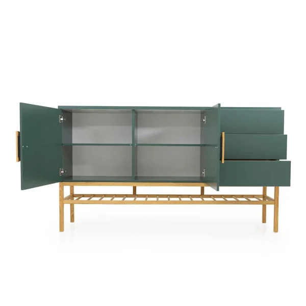 176x100x43 Sideboard In Dunkelgrün & Eiche – Icoleran 5