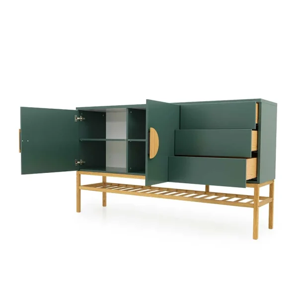 176x100x43 Sideboard In Dunkelgrün & Eiche – Icoleran 6