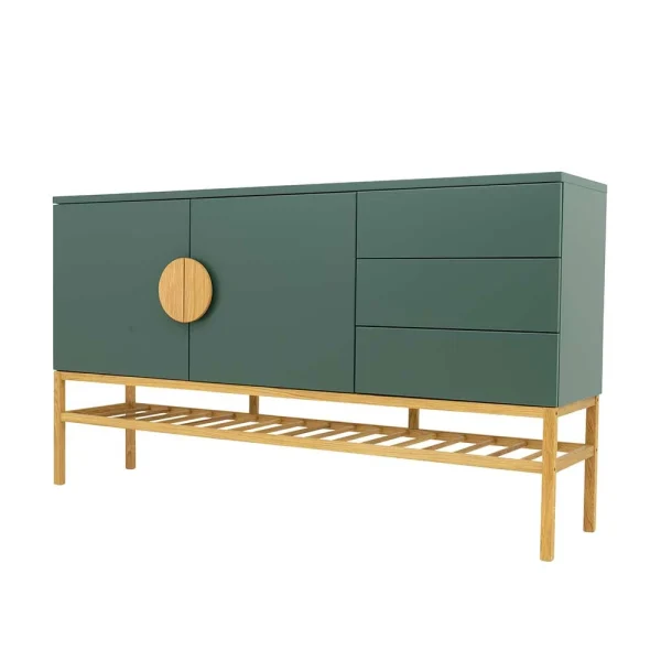 176x100x43 Sideboard In Dunkelgrün & Eiche – Icoleran 1