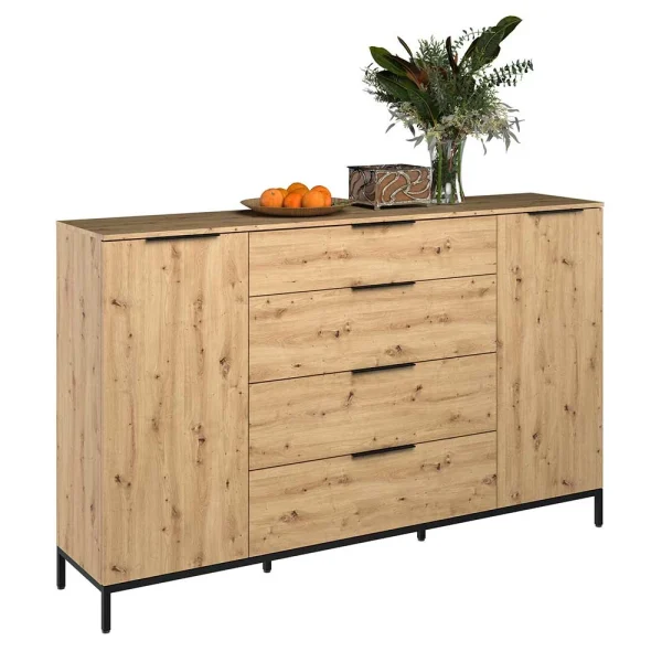 180x113x40 Hohe Kommode In Asteiche Optik – Vunsci 3
