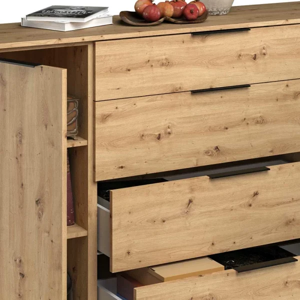 180x113x40 Hohe Kommode In Asteiche Optik – Vunsci 7