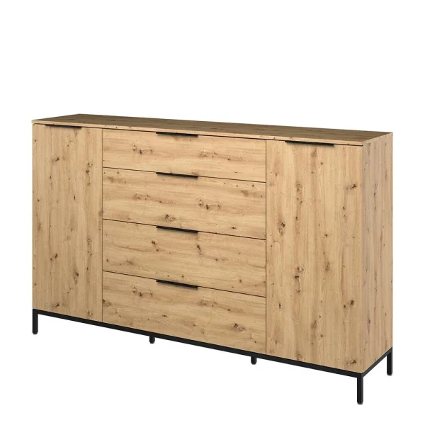 180x113x40 Hohe Kommode In Asteiche Optik – Vunsci 1