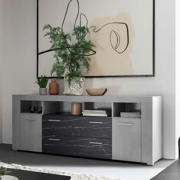 180x70x40 Betonoptik Sideboard Mit Metallgriffen – Evelba 3