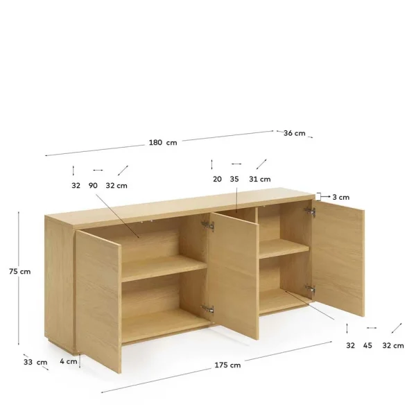 180x75x36 Cm Sideboard Mit Drei Türen & Fächern – Elastian 6