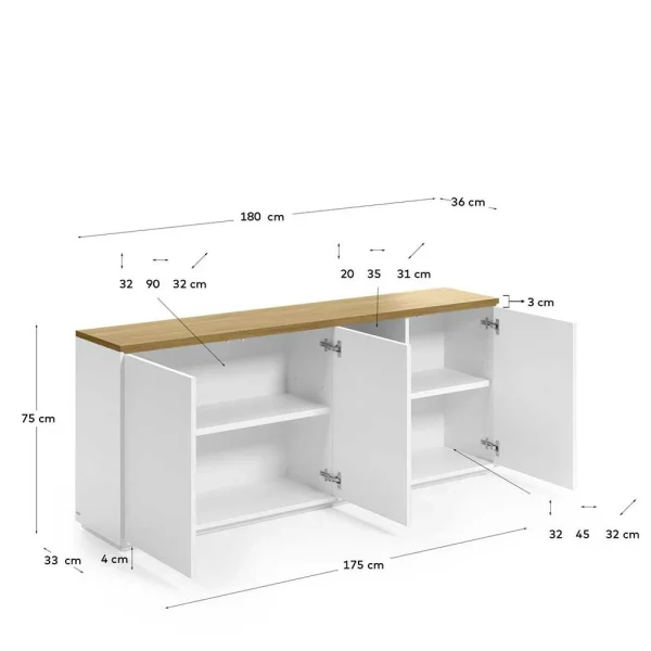 180x75x36 Modernes Sideboard In Weiß & Eiche – Vintilias 7
